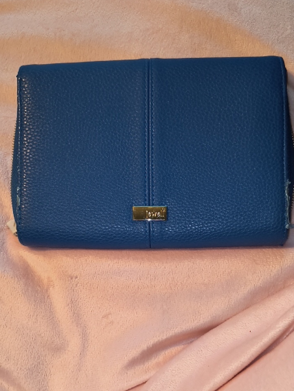 Jewell Blue Pebbled Leather Clutch